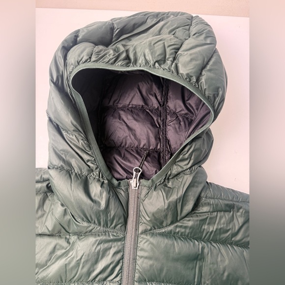 Eddie Bauer EB650 Mens Hooded Down Puffer Jacket Size S Green Zip Front Pockets - Picture 7 of 14
